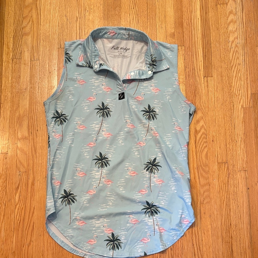 Palm Tree and Flamingo Print Sleeveless Blouse